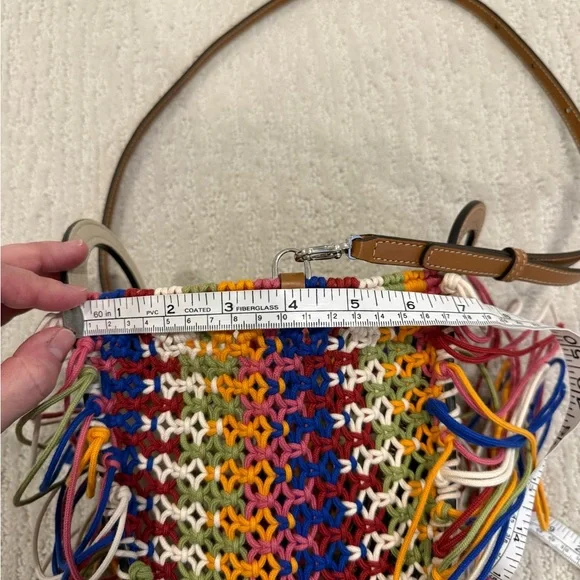 Tod’s Gommini shopping bag mini in leather and macrame multi color boho fringe